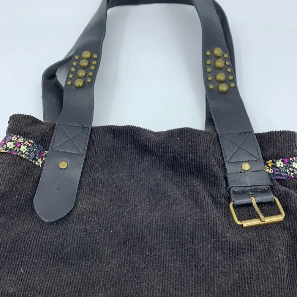 Vtg Y2K 2000 s 90s LEI Corduroy Floral Purse & Wallet Studded Straps Grunge Boho